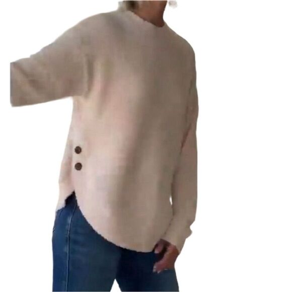 Revolve Hello Nite Women's XS soft Pink Sweater with Button Detail on sides - Picture 2 of 9